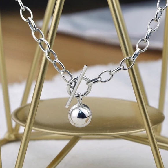 NEW 925 STERLING SILVER ROUND BEAD PENDANT NECKLACE - Picture 4 of 7